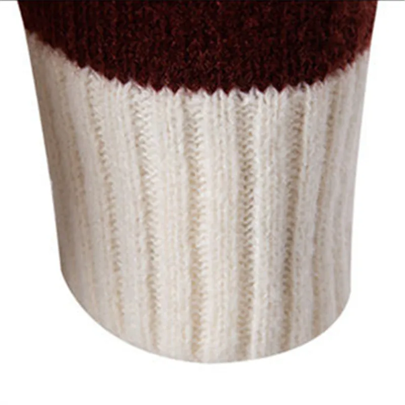 Autumn Winter Men\'s Fashion Patchwork Knit Pullovers Slim Fit Casual Knitted Sweater Men Mock Neck Vintage Streetwear Knitwear