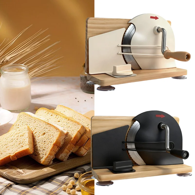 

Stainless Steel Blade Bread Slicing Cutter Manual Adjustable Thickness Bread Cutter Washable Hand Crank Kitchens Accessories