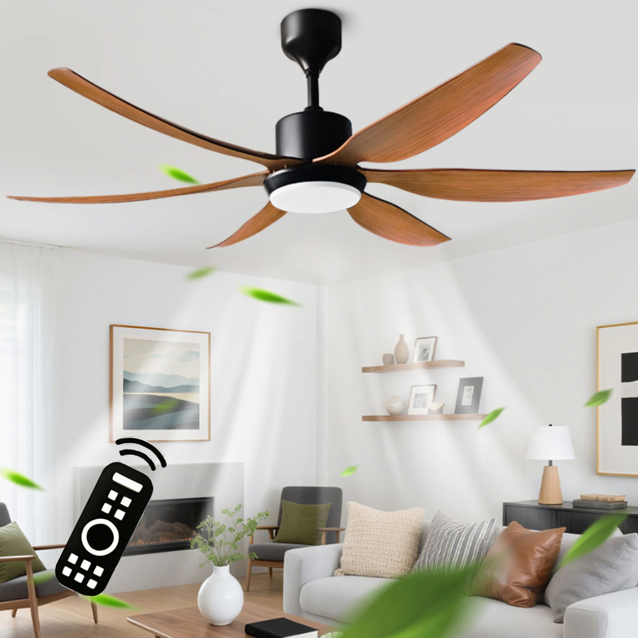 54/66 Inch Ceiling fan with Lights and Remote Control 6 Speeds Quiet Reversible DC Motor Fan for Bedroom Living Room Patios