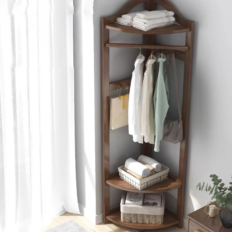 Storage Clothes Coat Racks Space Saving Organizer Wooden Open Rail Coat Racks Nordic Corner Shelf Arara De Roupa Home Furniture