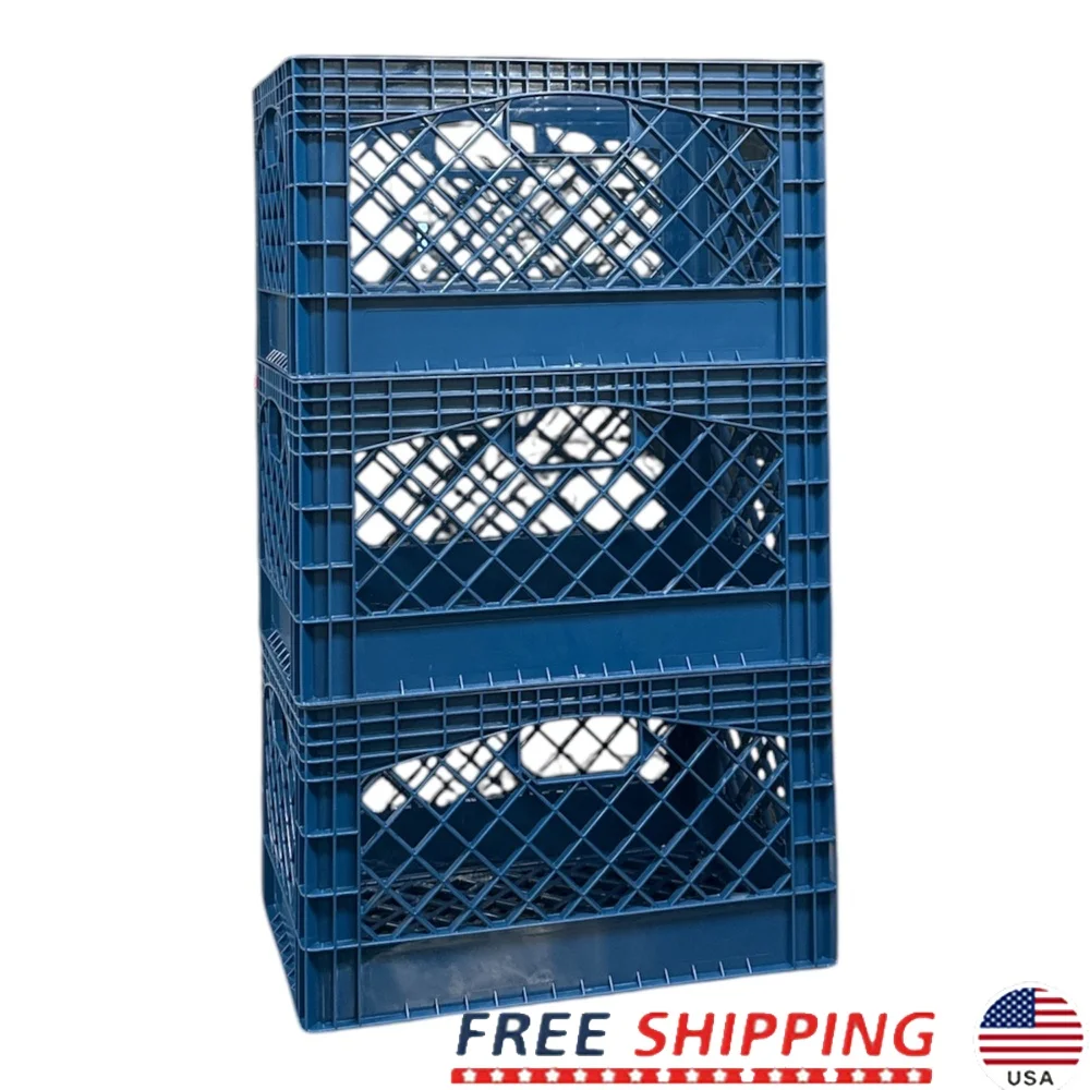 

Heavy Duty 24QT Plastic Milk Crate Storage Bins 3 Pack Stackable Durable Organizing Solution Home Garage Office Vehicle
