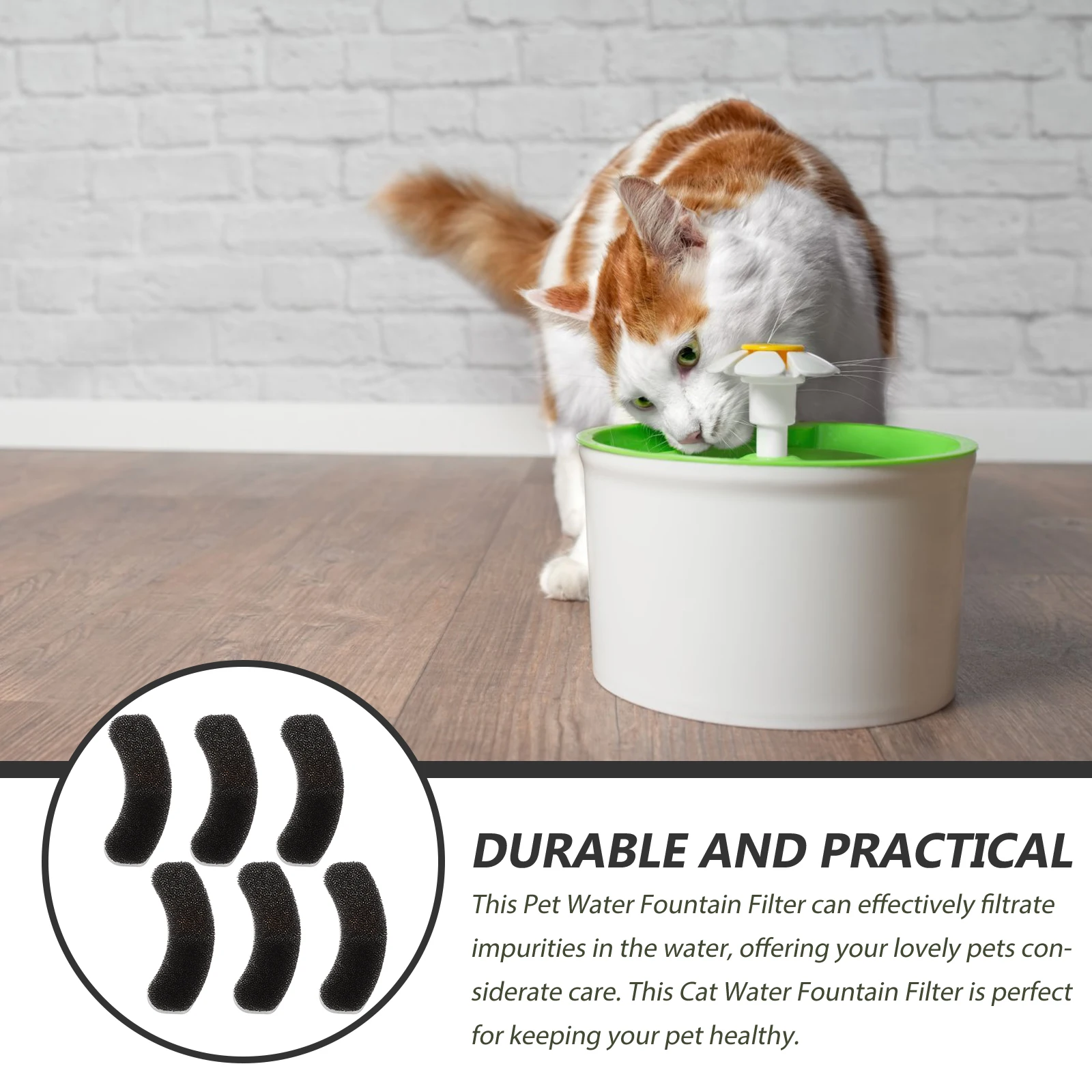 

6pcs Water Fountain Replacement For Cat Water Dispenser Premium Bubble Cotton Deep Filtering Gaskets Fine Mesh Dispenser