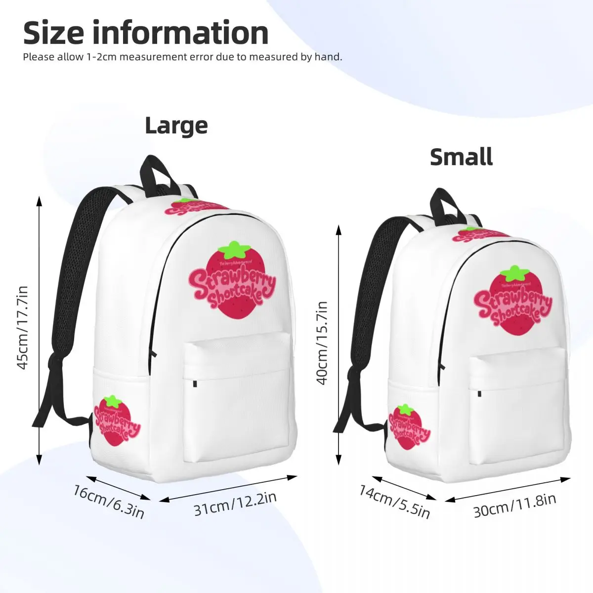 Mochila de pastel de fresa para hombre y mujer, bolsa de lona ligera para ordenador portátil y negocios