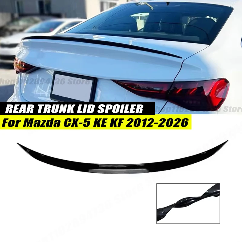 120CM Gloss Black Soft Rubber Rear Trunk Spoiler Lip Splitter 5D Carbon Look Car Accessories For Mazda CX-5 KE KF 2012-2026