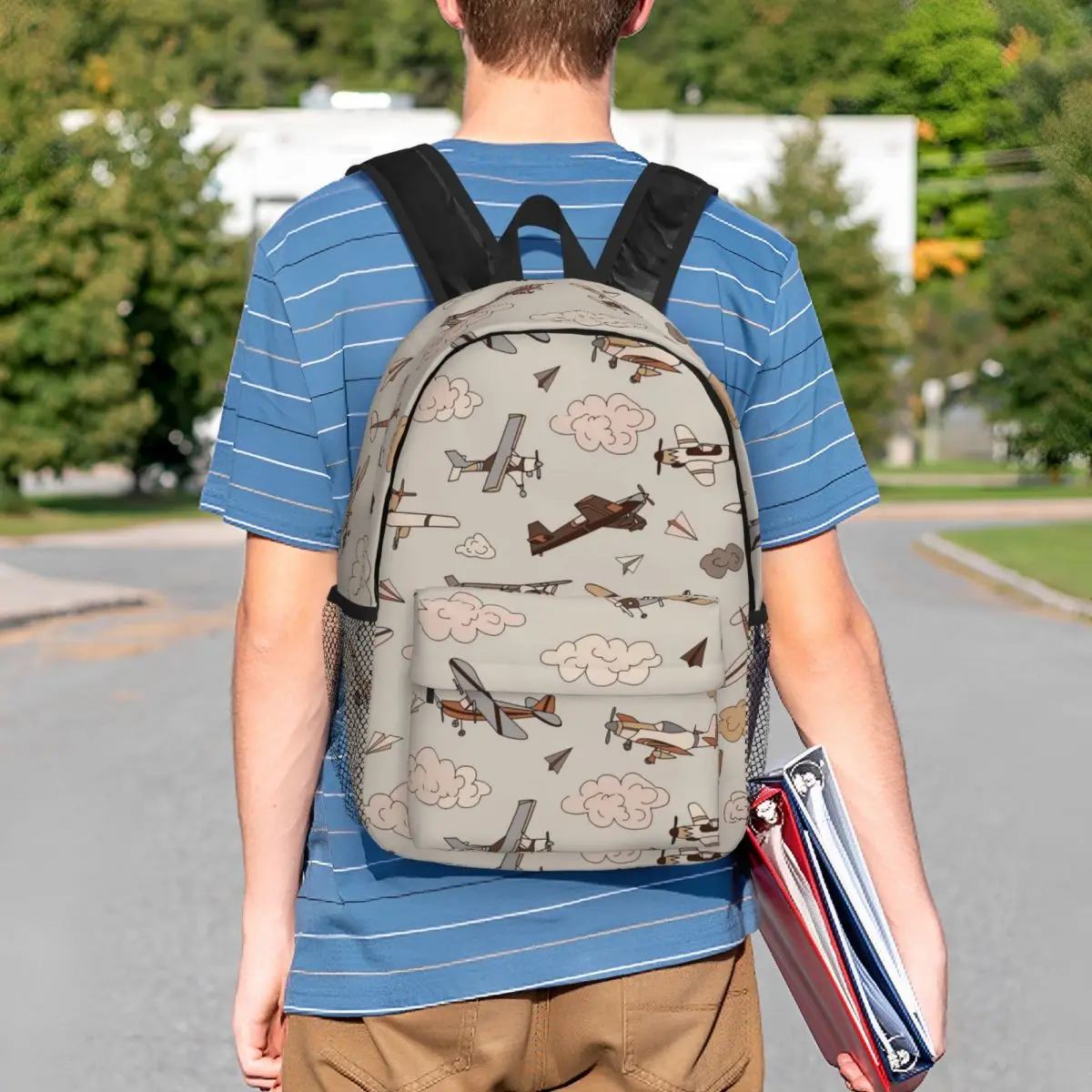Cartoon Airplane Aviation Themed Backpack Student BookBag Children School Bag Laptop Shoulder Bags for Boys Girls