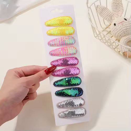 10Pcs/Lot Fresh Print Cotton Alloy Hair Clips for Kids Fabric Plaid BB Hairpins Girl Hairgripe Headwear Baby Hair Accessories - Image 22