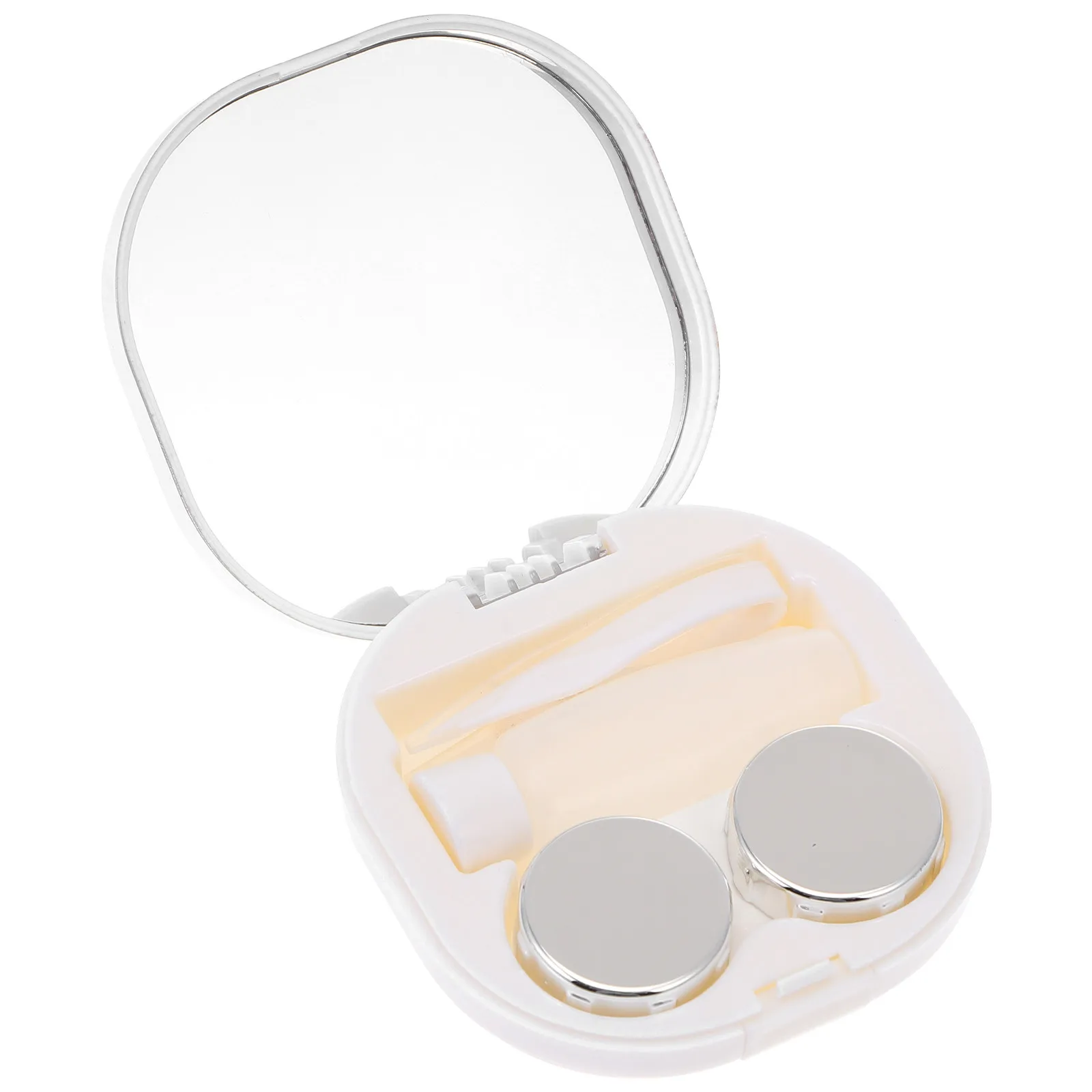 1Set Rhinestone Lens Case Kit Small Travel Lens Box Holder Organizer Storage Container Mirror Tweezers Applicator Solution