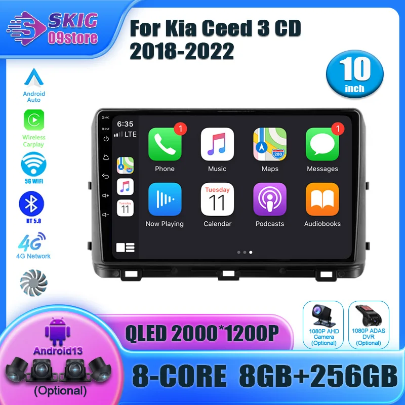 Car Player Android 13 Auto For Kia Ceed 3 CD 2018-2022 Radio Wireless Carplay Stereo Head Unit Multimedia Navigation Screen