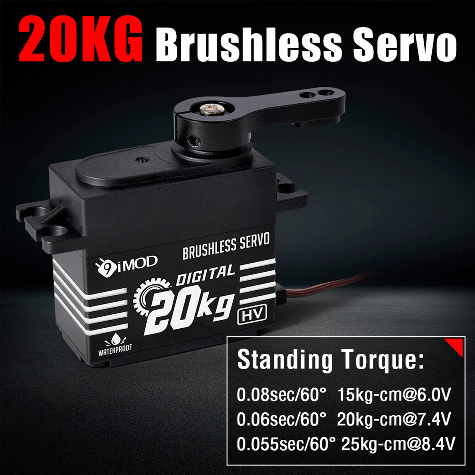 Servo numérique 20Kg, moteur sans balais à engrenages métalliques, Angle de 180 /270 degrés, servos étanches contrôlables pour voiture Robot RC, jouets de bricolage