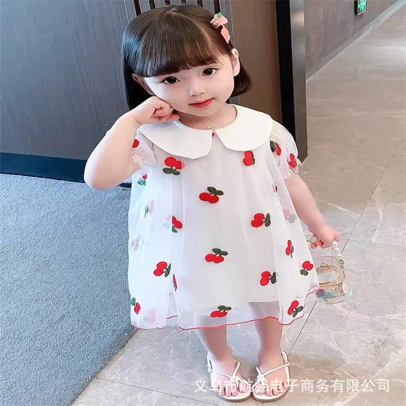 3 D Embroidery Cherry Lace Dress Fabric Organza Wedding Party Decorations Baby Shower TUTU Skirt Engagement Princess Dress Cloth