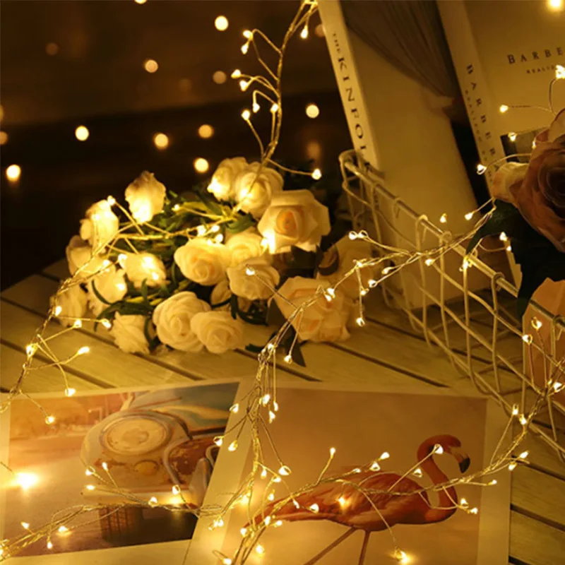 Room Decor Twinkle Star USB Fairy String Lights 3M 100LED 6M 200 LED Waterproof Sliver Wire Lights with 8 Lighting Modes Remote