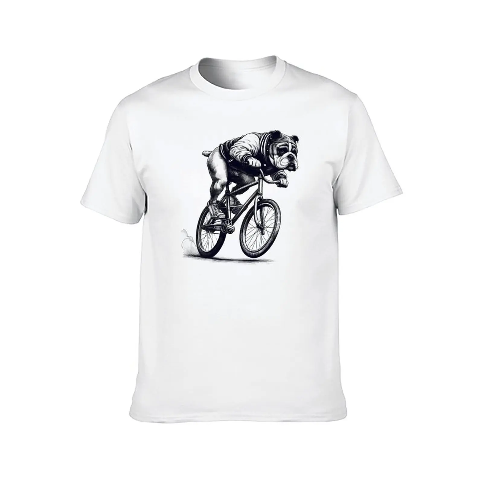 American Bulldog Riding Bike T-Shirt cotton t shirt man t shirts for man cotton T-Shirt