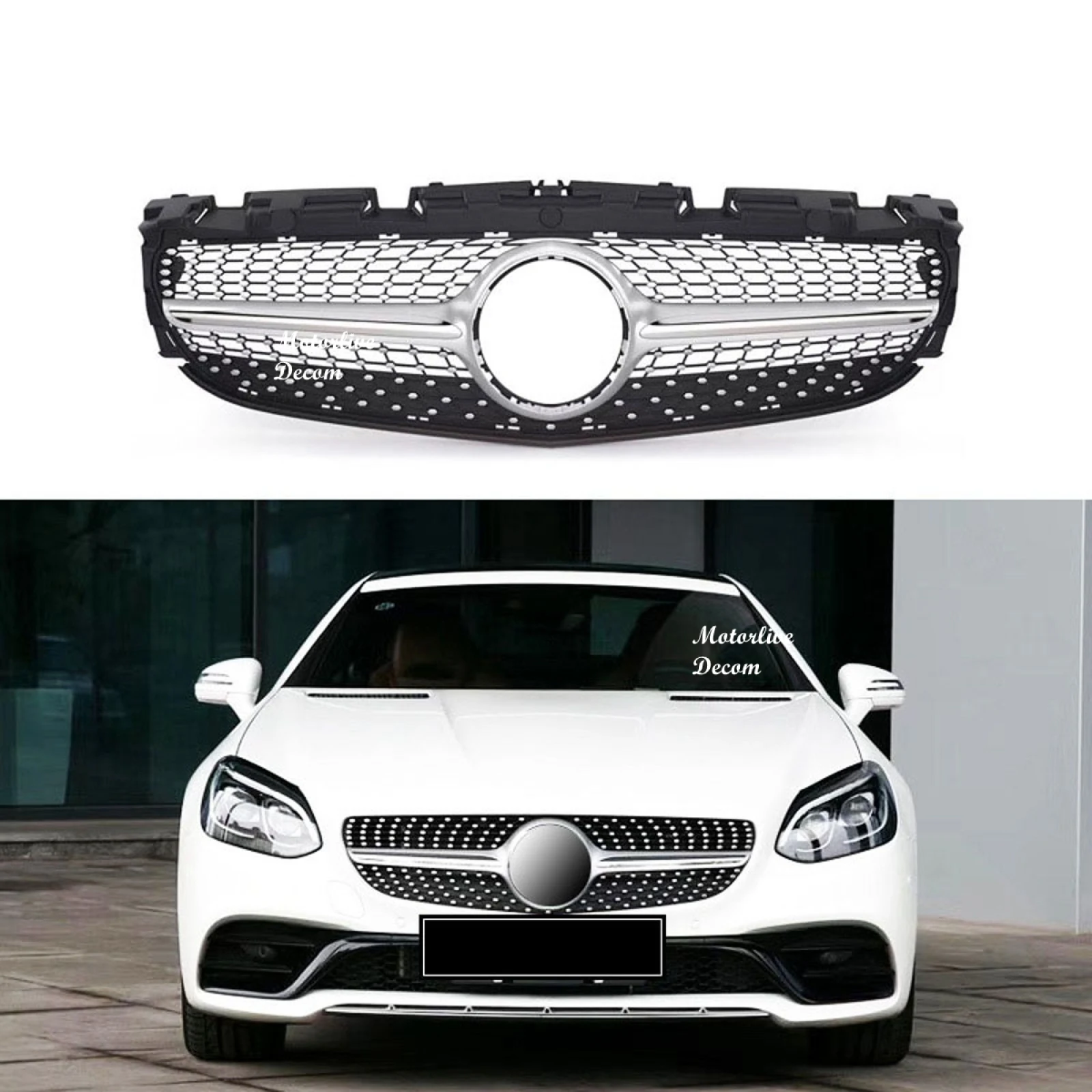 Front Grille Front Bumper Grill Diamond Look For Mercedes Benz SLK R172 200 250 350 2017-2019