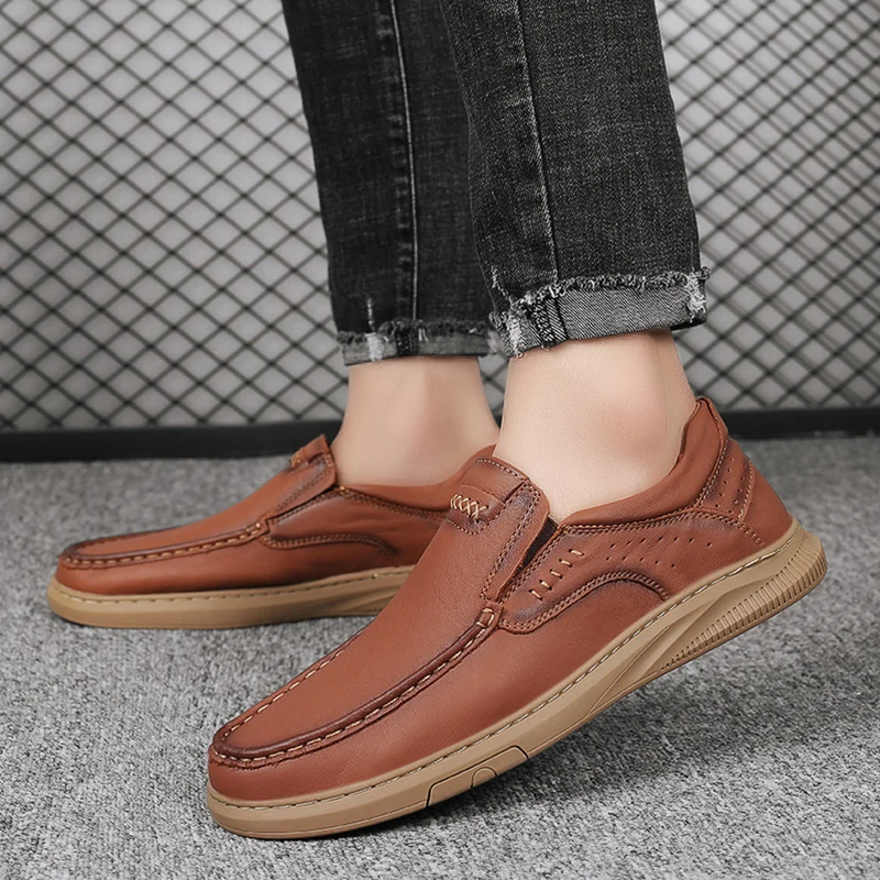 Sepatu kulit pria, buatan tangan baru Chunky Platform Retro sepatu kerja musim gugur sepatu Derby Street Highstreet Low Top pria datar kasual 2023