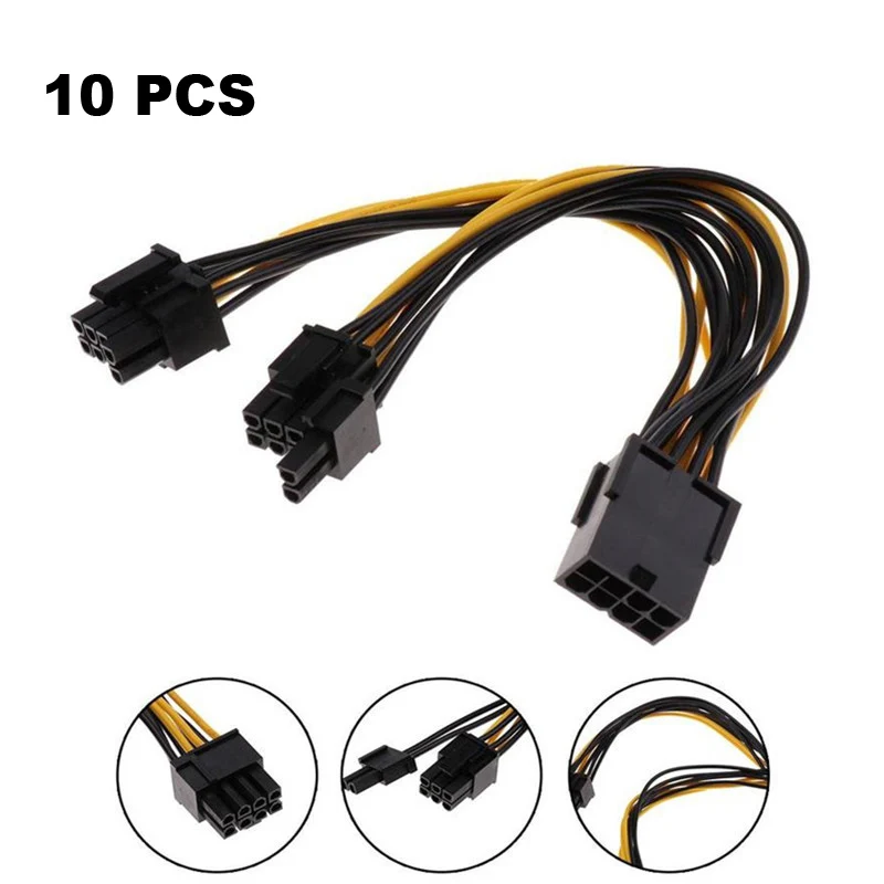 10/1 Pcs 20cm 8 Pin PCI Express to Dual PCIE 8 (6+2) Pin Power Cable For VGA Motherboard Graphics Card PCI-E GPU Splitter