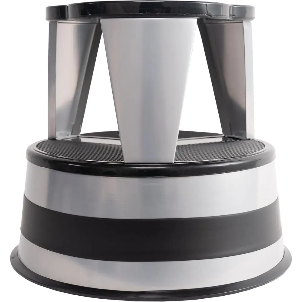 

Two-Step Silver Steel Stool, Supports 350 lbs