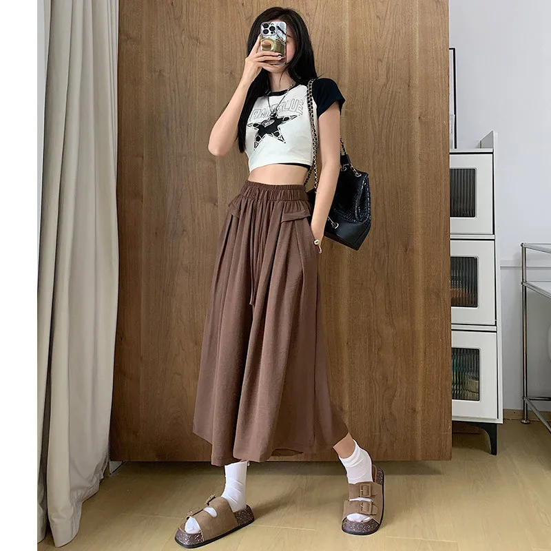 Summer Japanese Style Loose Cropped Trousers Ladies Modal Thin Shorts Solid Color Wide Leg Large Size Home Pants Womens Bottoms