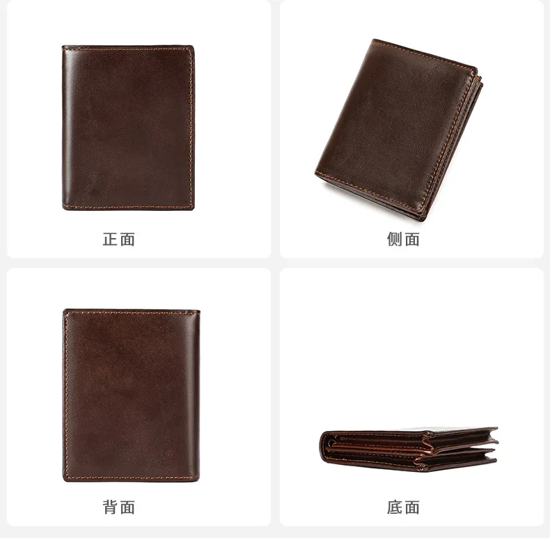محافظ جلدية كلاسيكية للرجال مع 2 جيب نقدي حامل بطاقة المال كليب سليم الذكور محفظة حقيبة المحفظة الرجالية #5