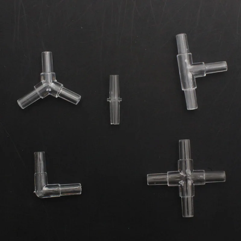 10x 5mm Transparent Aquarium Fish Tank Water Pipe Fittings Air Pump tube Hose Tee Connector Distributor Splitters Elbow Acrylic