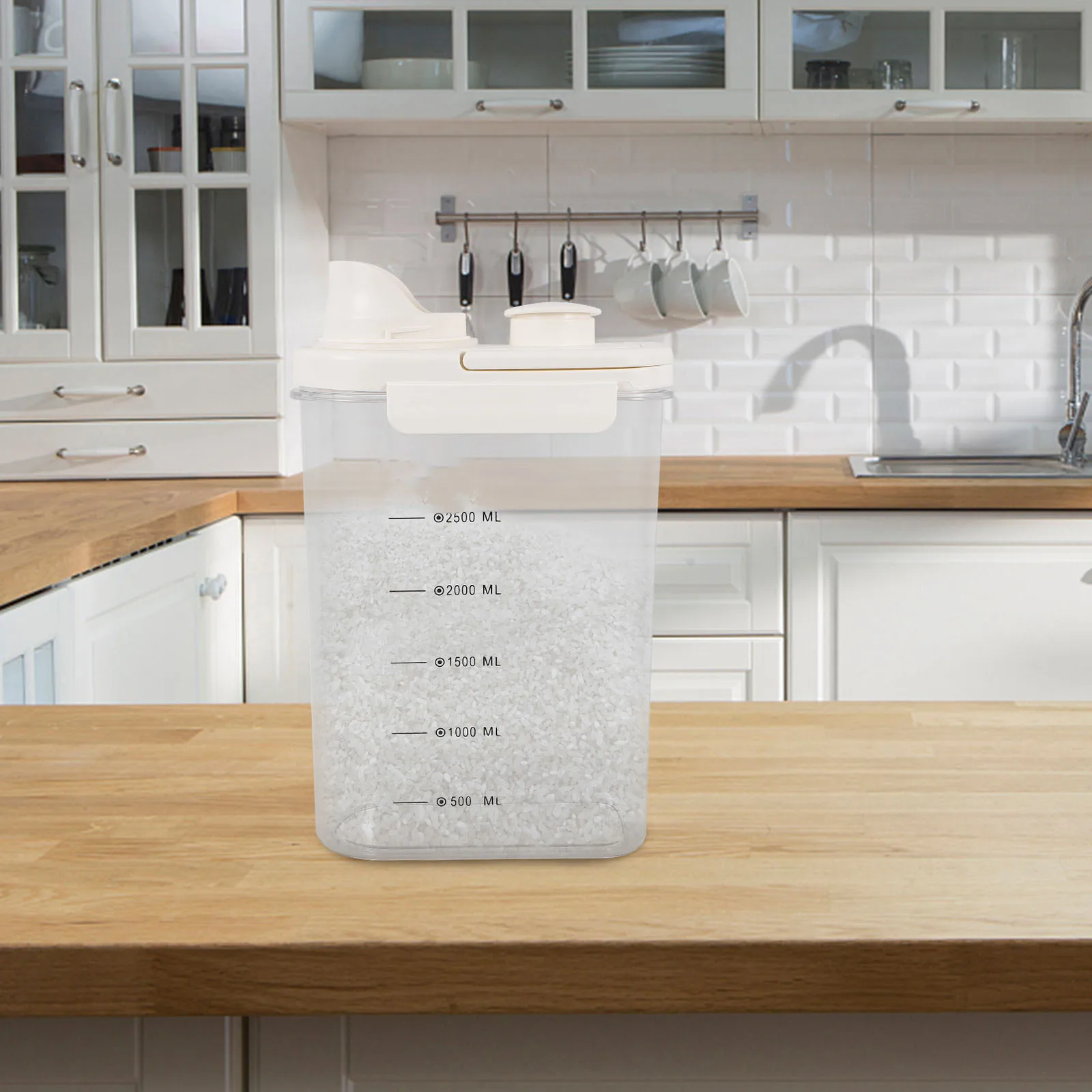 

1pc Rice Container Large Capacity Airtight Food Storage Bin Transparent Kitchen Canister For Dry Goods Grain Cereal Bean