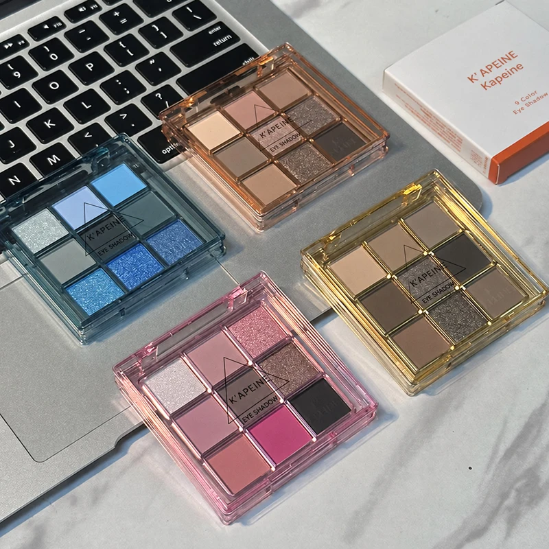 K'APEINE 9 Colors Eyeshadow Palette Matte Shimmer Glitter High Pigment Blue Pink Nude Smoky Eye Shadow Makeup Compact Travel Kit gallery 5