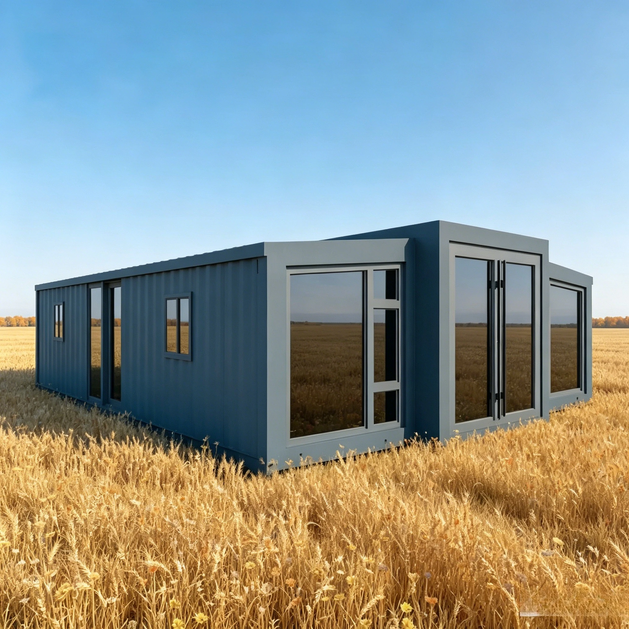 Casa Contenedor Prefabricada Expandible Lista para Enviar, Dos Dormitorios, Edificio Prefabricado Plegable, Casa Contenedor Personalizada