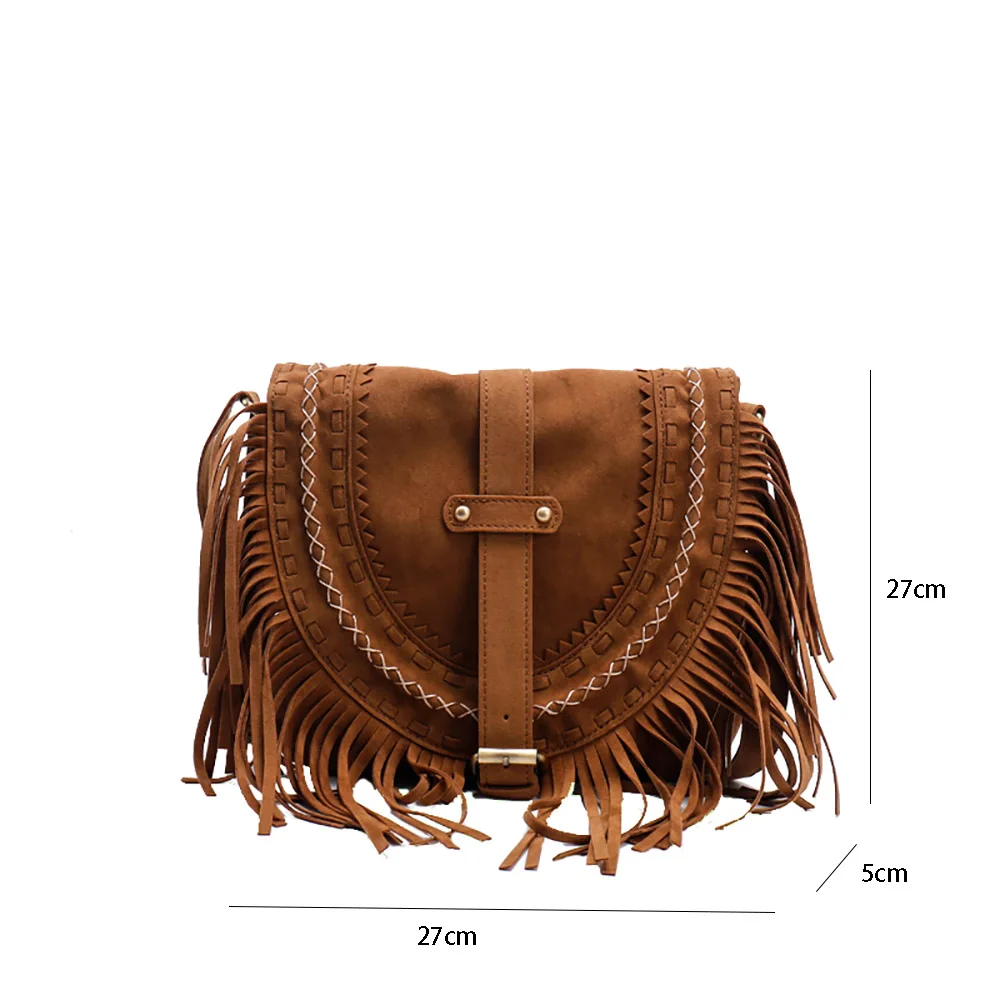 Imagem -05 - Retro Boho Estilo Mulheres Crossbody Bolsas de Camurça Falso Borlas Feminino Bolsa de Ombro para Travling Chique Design Sólido Mensageiro Pacote