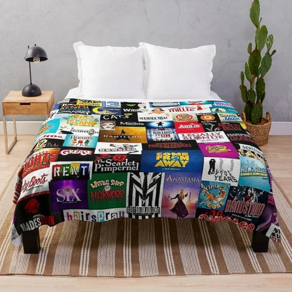 

Broadway Show Logo Collage Throw Blanket Cozy Throw Blanket Birthday Gift for Him Her