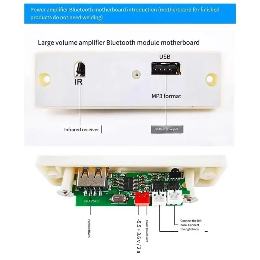 Dual-Channel-Bluetooth-Lautsprecher-Kit, multifunktionales Musikspektrum-DIY-Lautsprecher-Kit, Lötübungs-MP3-Verstärker – Detail 9