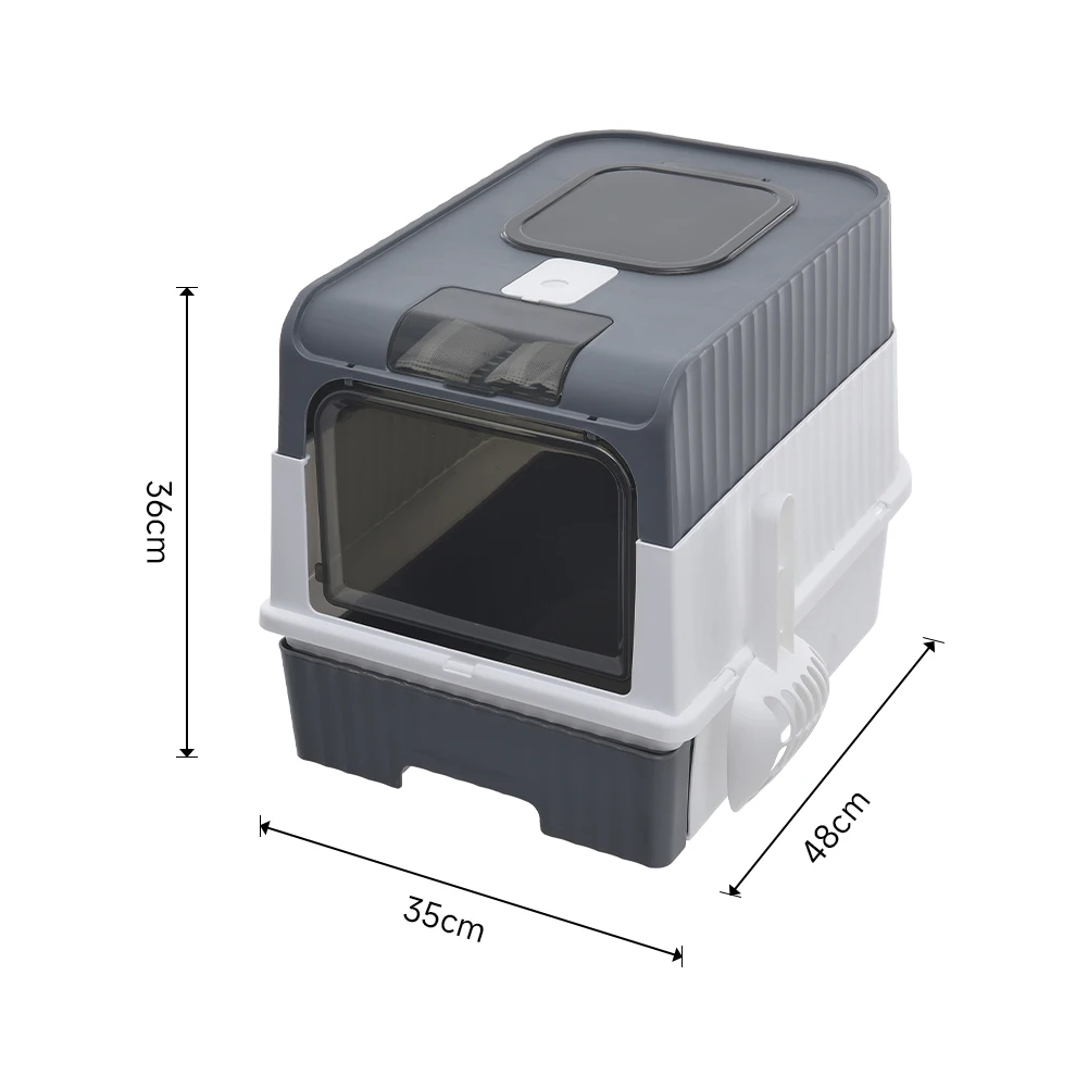 UV Sterilization Cat Litter Box Spacious Enclosed Design With Odor Control Automatic UV Lamp And Easy-Clean Drawer,Pink/Grey_voghion.com
