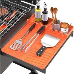 Silicone Grill Mat Compatible with Blackstone, Silicone Griddle Tools Mat with Drip Pad, Spatula Mat for Outdoor Grill Kitchen C