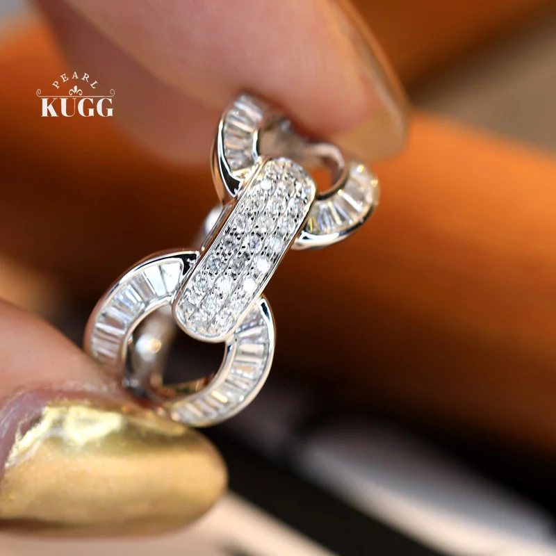 KUGG 100% Anelli in oro bianco 18 carati Design a catena di moda Anello di fidanzamento con vero diamante naturale da 0,70 carati per gioielleria raffinata da donna