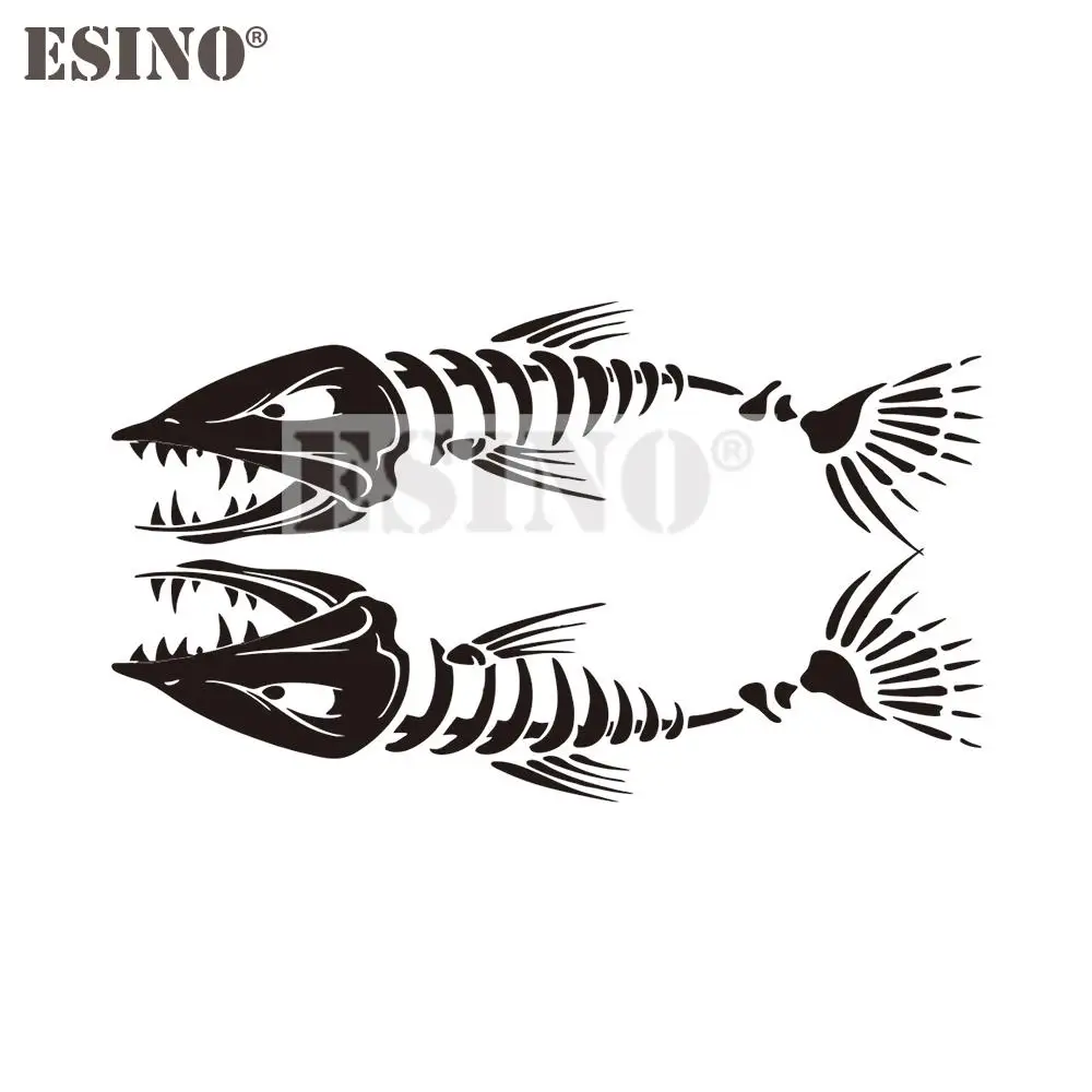 2 x Cool Fashion Fish Bone PVC Adhesive 3D Carving Waterproof Car Body Boat Sticker Decorative Vinyl Decal