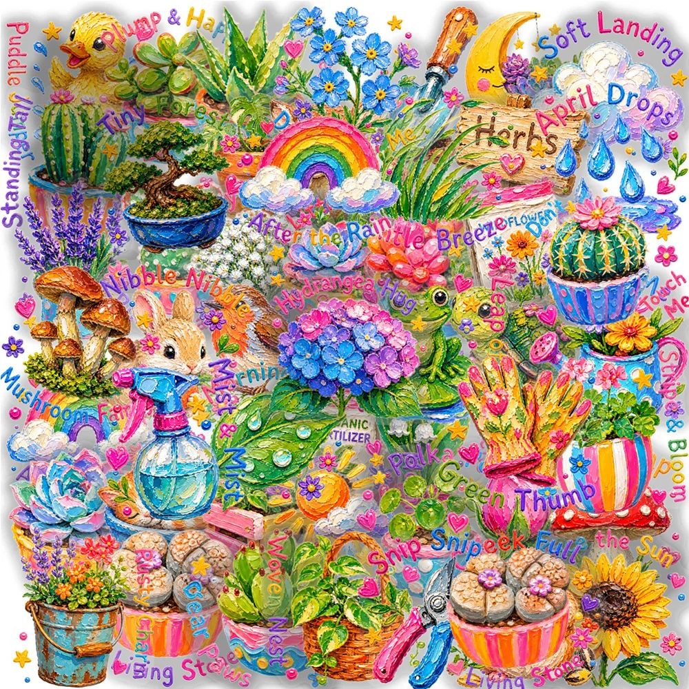 10/30/50 Stück transparente Aufkleber mit Blumen, Pflanzen, Tieren, Cartoon-Motiven, Kawaii, ästhetisch, dekorativ, für Wasserflaschen, Gepäck, DIY-Aufkleber