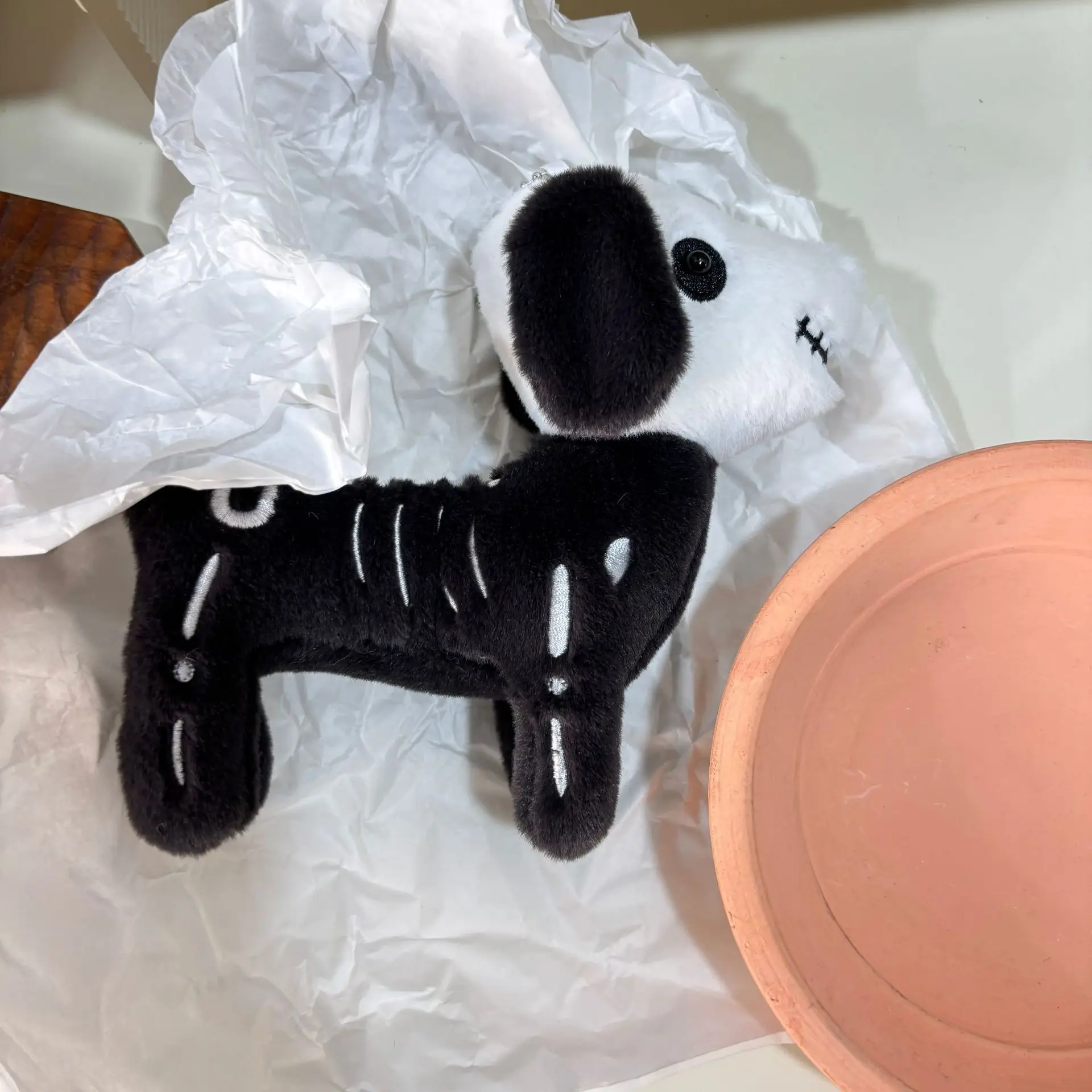 Süßes Plüschtier Schwarz Weiß Böser Spaß Welpe Plüschpuppe Halloween Totenkopf Hund Plüschtier Puppe Anhänger Halloween Geschenk Plüsch Schlüsselanhänger