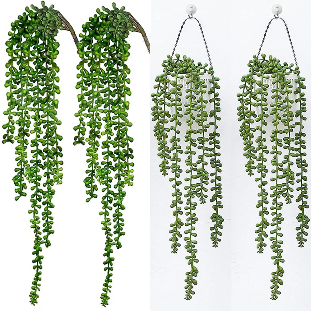 Potted Green Plant Artificial Eucalyptus Rattan Hanging Plant Suitable Mandala Vine for Wall Room Home Interior Shelf Decoration