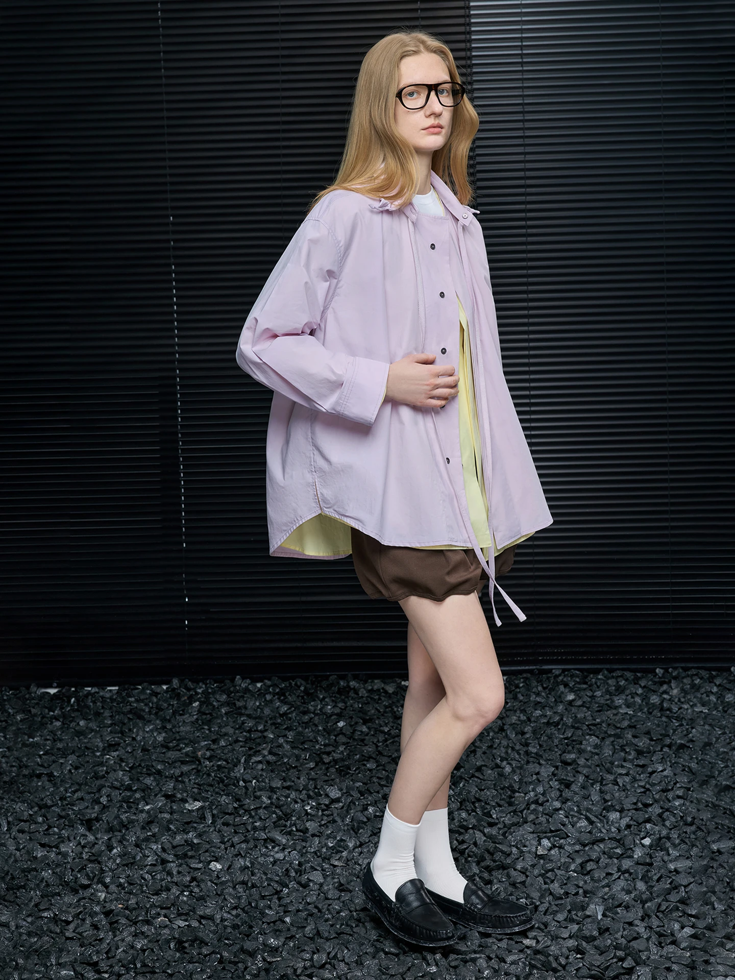 

Pure Cotton Oversized Collared irt Jaet Women's Spring 2026 New Sle Belt Design Faionable Unique Street Sle