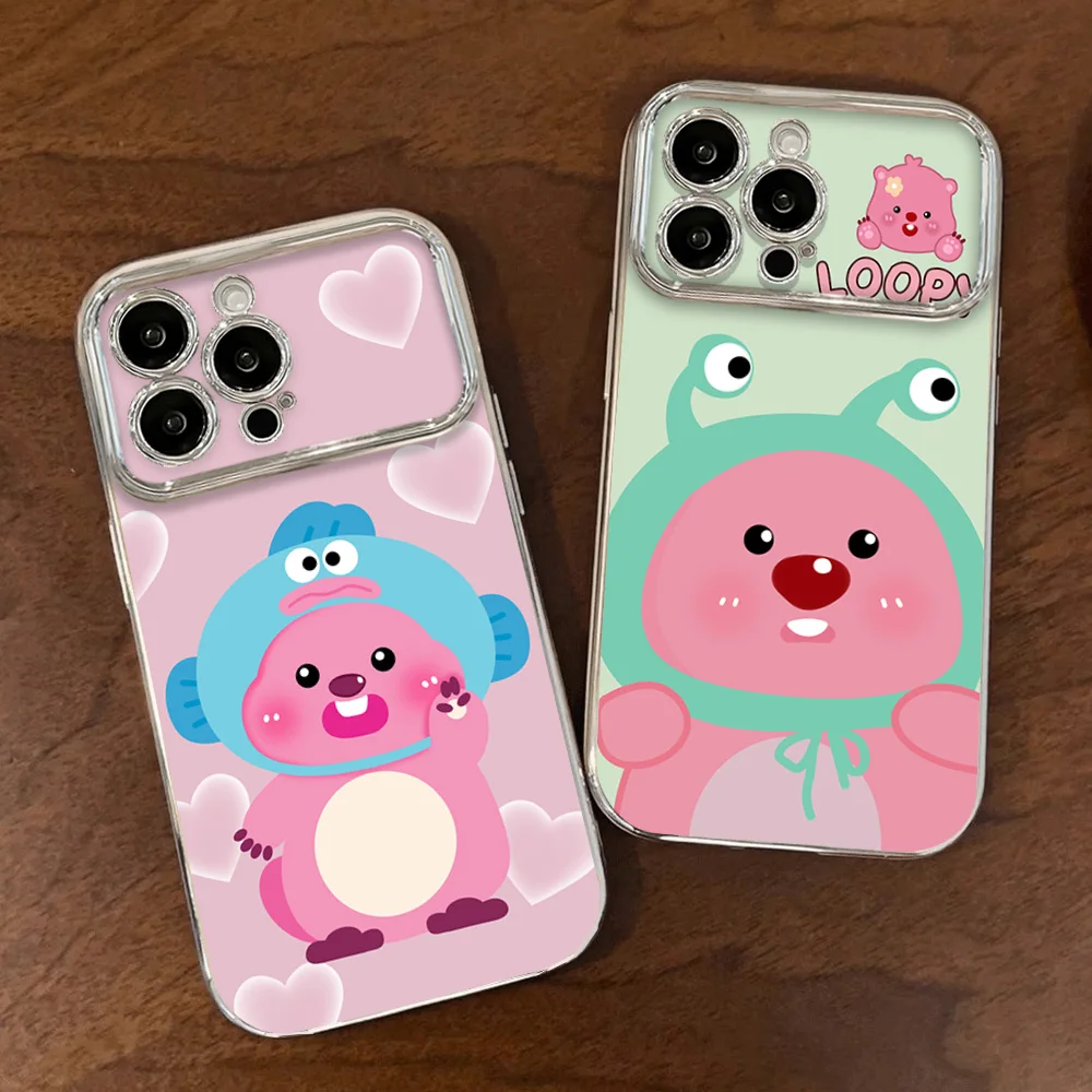 MINISO Cute Cartoon L-Loopy Phone Case For Samsung Electroplated Large Window LensA22 A23 A32 A51 A20 4G 5G Shell