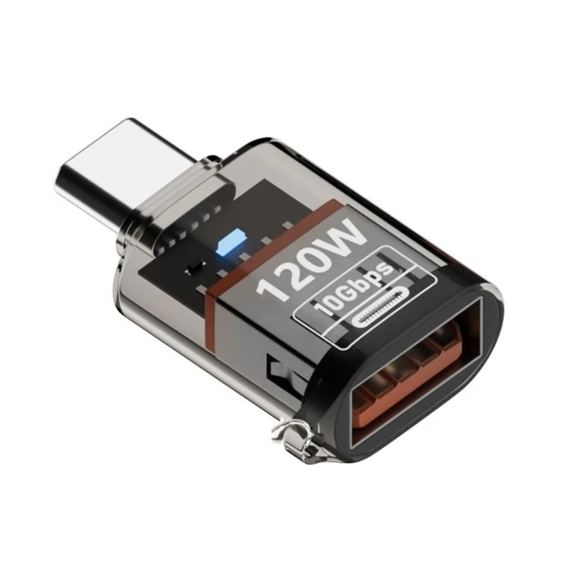 W89C Type-C ~ USB 라이트 지원 120W 충전 10Gbps 데이터 전송 USB C Extender Clear Shell OTG 어댑터가있는 컨버터