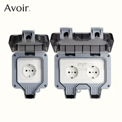 Avoir IP66 Outdoor Waterproof Socket EU Standard Wall Power Outlet With Usb Charging Port Outside Double Plugs For Home Garden