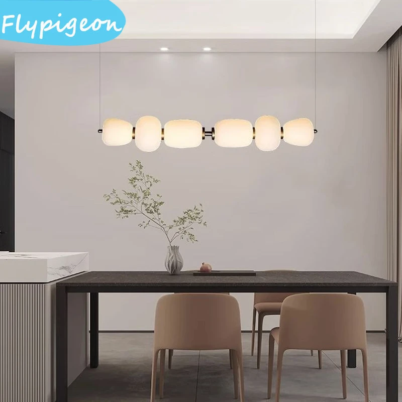 Lampu Gantung Kaca Putih Susu Modern Lampu Bola LED Nordic untuk Meja Makan Lampu Liontin Dekorasi Kamar Tidur Dapur Ruang Tamu