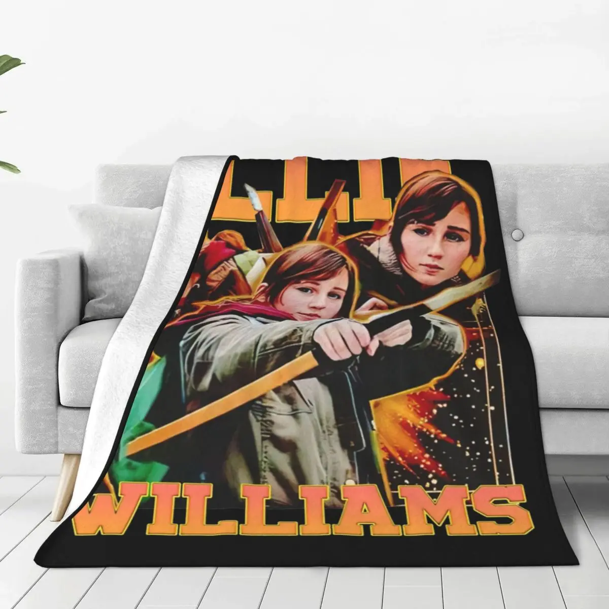 Ellie Williams 90s Retro Blanket The Last of Us Fleece Novelty Soft Throw Blankets for Coverlet Summer