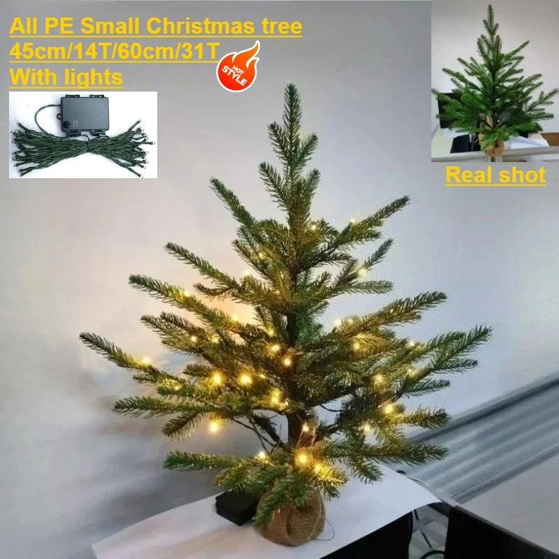 

Artificial Small Christmas Tree PE Material with LED Light Desktop Christmas Tree 45cm/60cm Christmas Party Atmosphere Ornaments