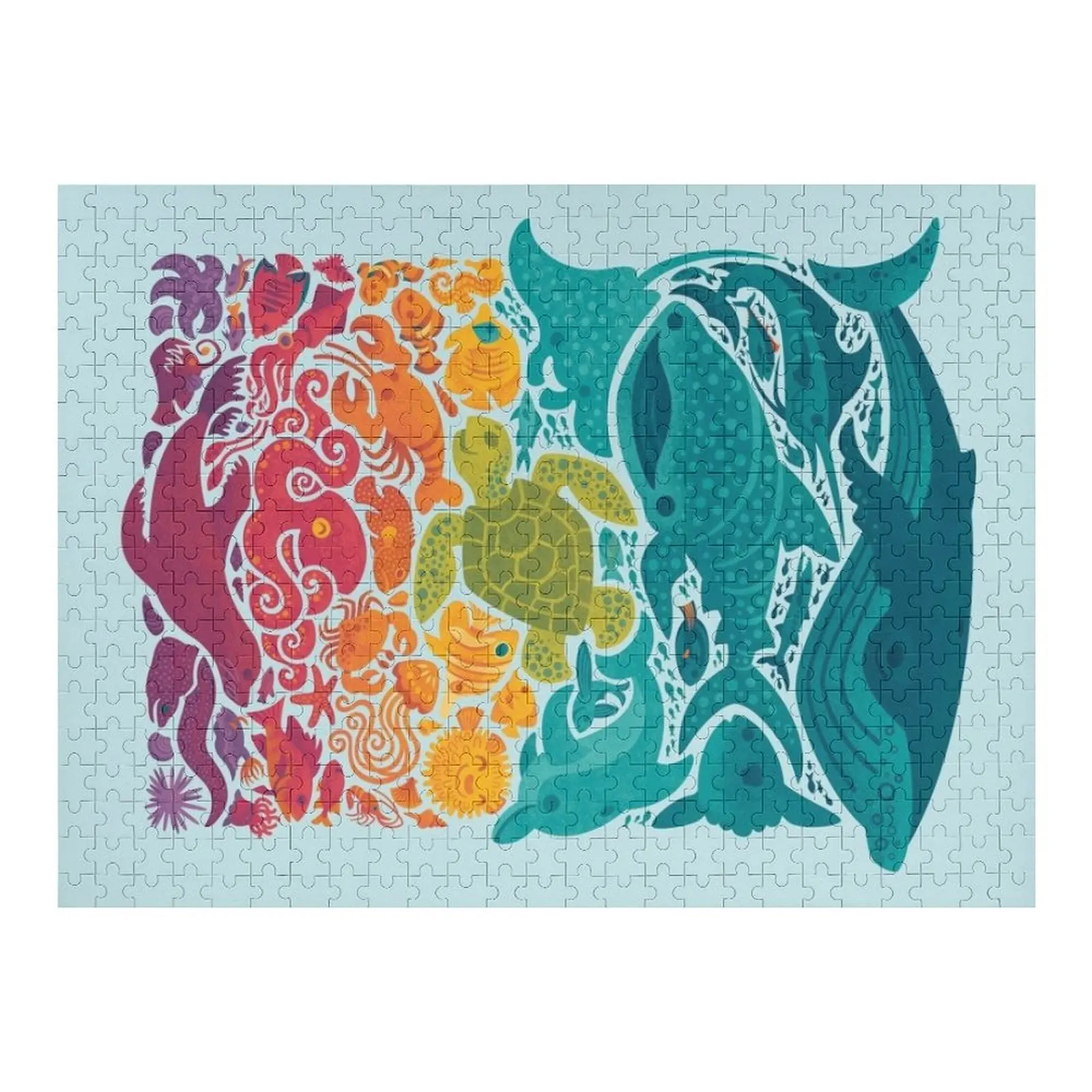 

Aquatic Spectrum : Light blue Jigsaw Puzzle Works Of Art Personalized Kids Gifts Wooden Boxes Puzzle