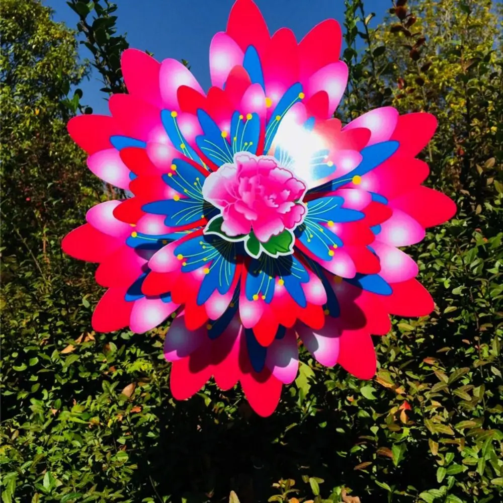 Molino de viento de pétalos de dibujos animados multiestilos, hojas de arce, libélulas, abejas, Spinner de viento giratorio de PVC, diámetro colorido 38cm