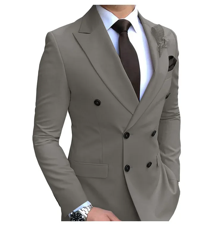 Men's British Slim Fit Business Casual Suit Waterproof Polyester Button Closure Wholesale Customization for Weddings Parties