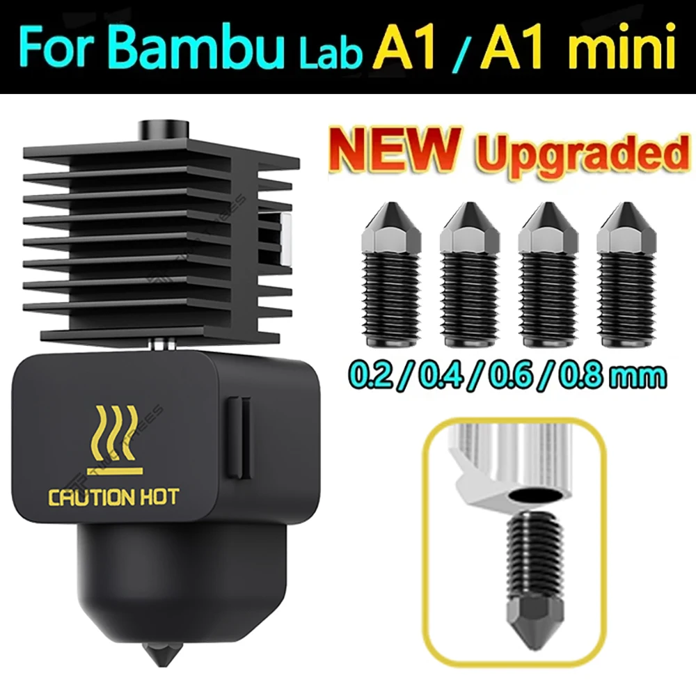 Upgrade Hotend-Kit für Bambu Lab A1/A1 Mini mit 0,4mm gehärteter Stahldüse, Silikonabdeckung, Hotend für Bambulab A1 Mini Hotend