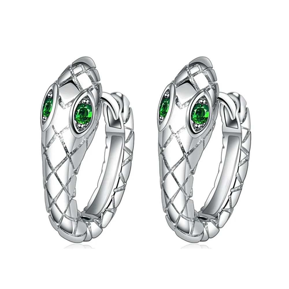 Fine Brands 925 Sterling Silver Pretty Custom Crystal Snake Earrings Hoop for Women Fashion Jewelry Wedding Party Couple Gift
