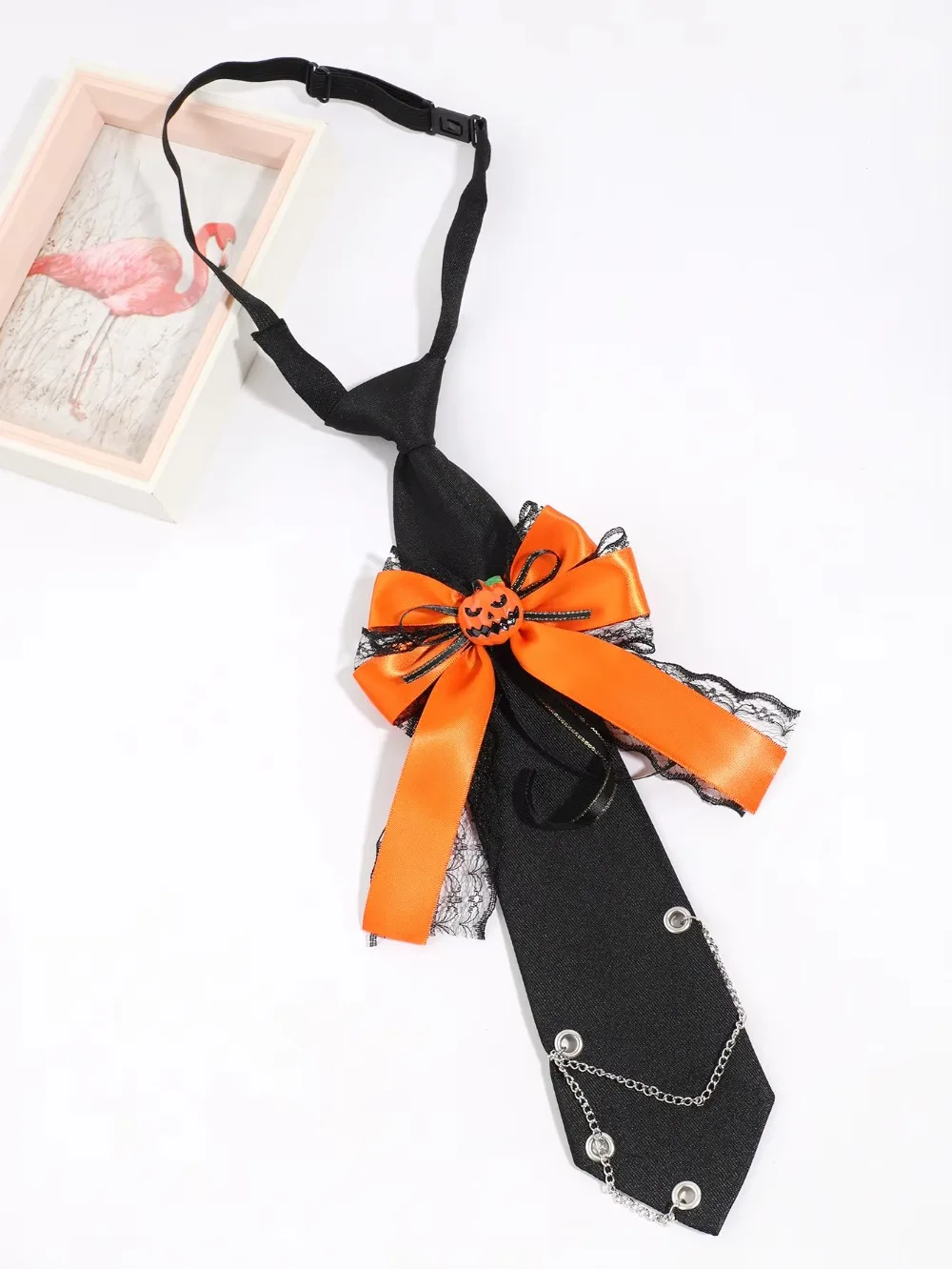 Halloween Mesh Bow Tie Pre Tied Pumpkin Ribbon Streamer Decor for Women Men Party Costume Shirt Collar Accessory Spooky Outfit