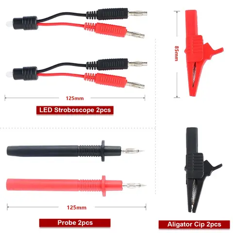 Testledning 92-delars multimeterledningssats Ledningar Elektrikers testledningssats Professionella bilmotorreparationsverktyg med prober 8 best sales testkabelsats - №4